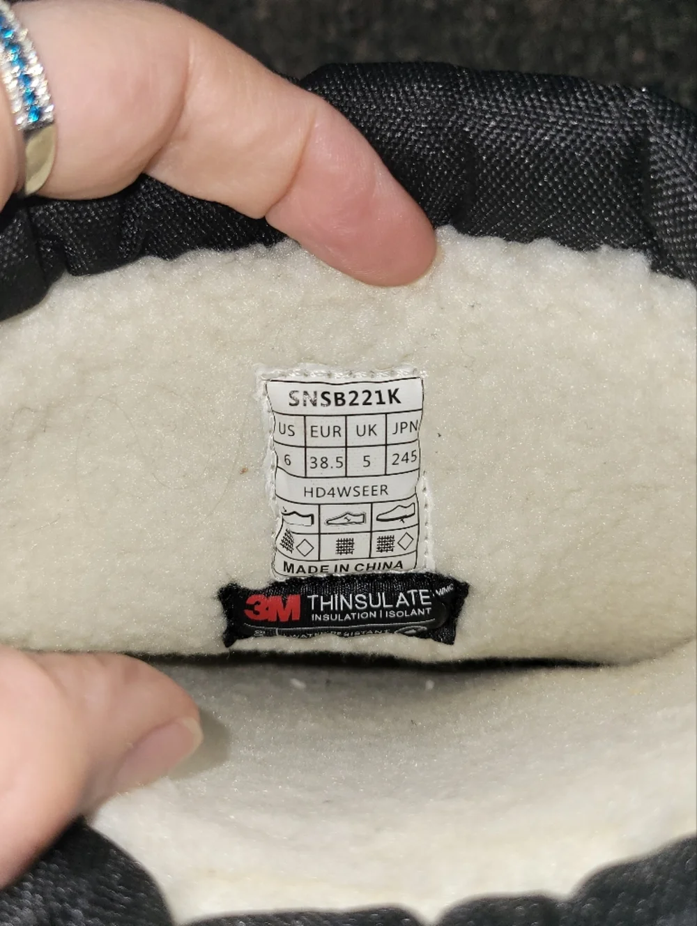 Kids' Black Winter Snow Boots with Fleece Lining